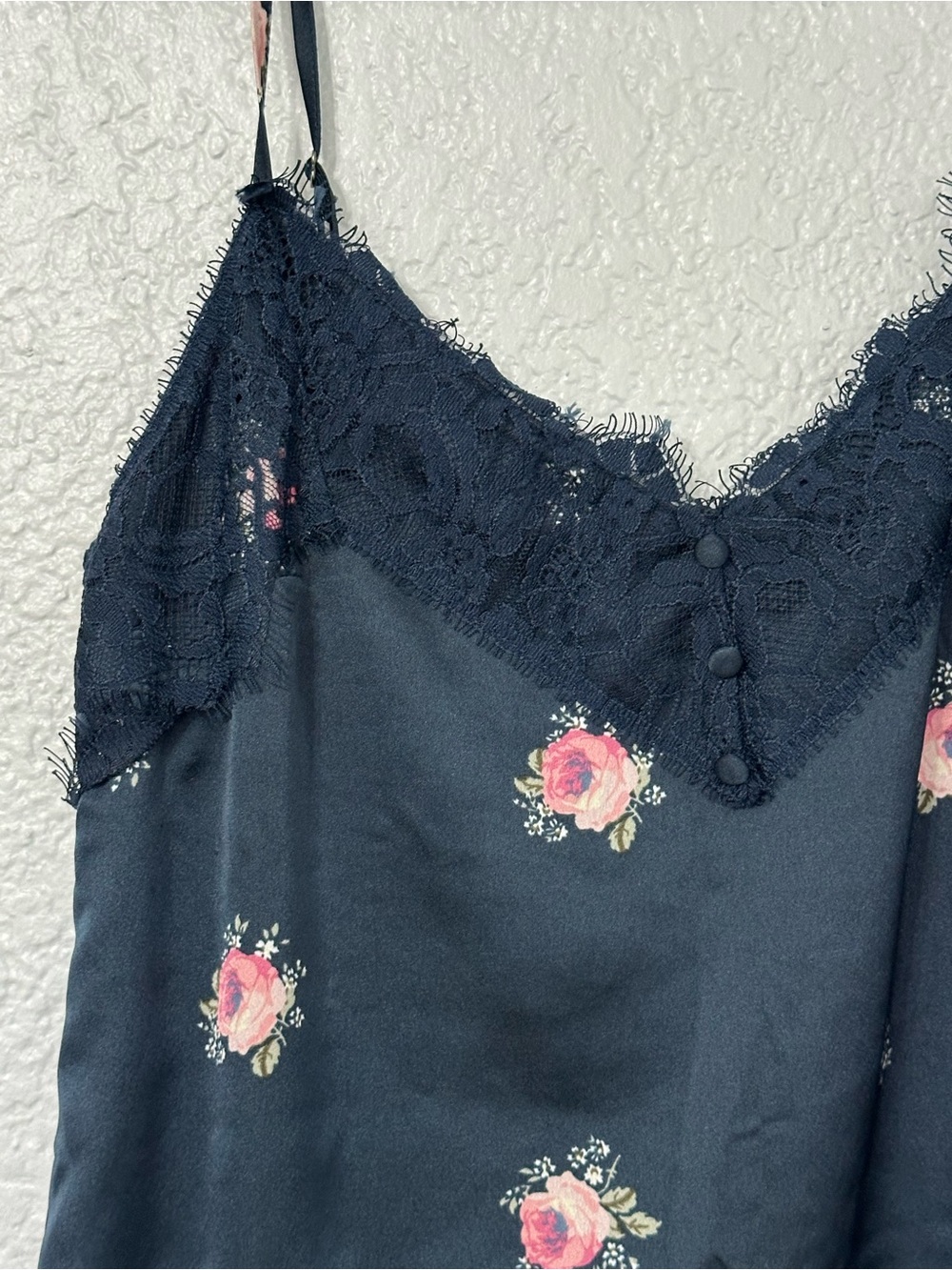 Abercrombie & Fitch Lace Trim Slip Dress XS Dark Floral Whimsigoth Fairy Grunge - Picture 2 of 10